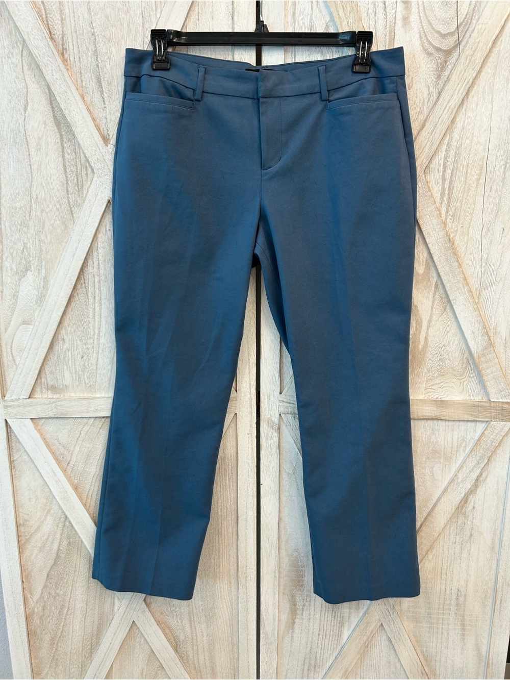 Women's Slate Blue  Stretch Straight-Leg Cropped Pants